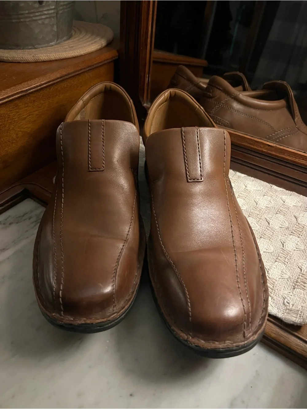 CLARK'S Classic‎ Escalade Step Slip On Leather Loafers Brown Black Men's Size 11